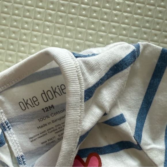 Okie Dokie|Baby girl Striped nautical jumpsuit with 'Be Happy' Print•••boho 12M - Picture 3 of 5